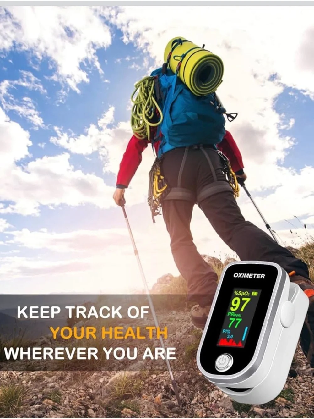 Digital Finger Pulse Oximeter, no batteries included
